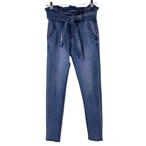Prestige Denim Paper Bag Waist Skinny Jeans Medium Wash Size Small